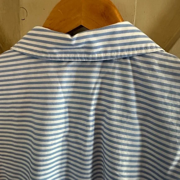 UNTUCKit Light Blue and White Striped Shirt Dress - Picture 7 of 7